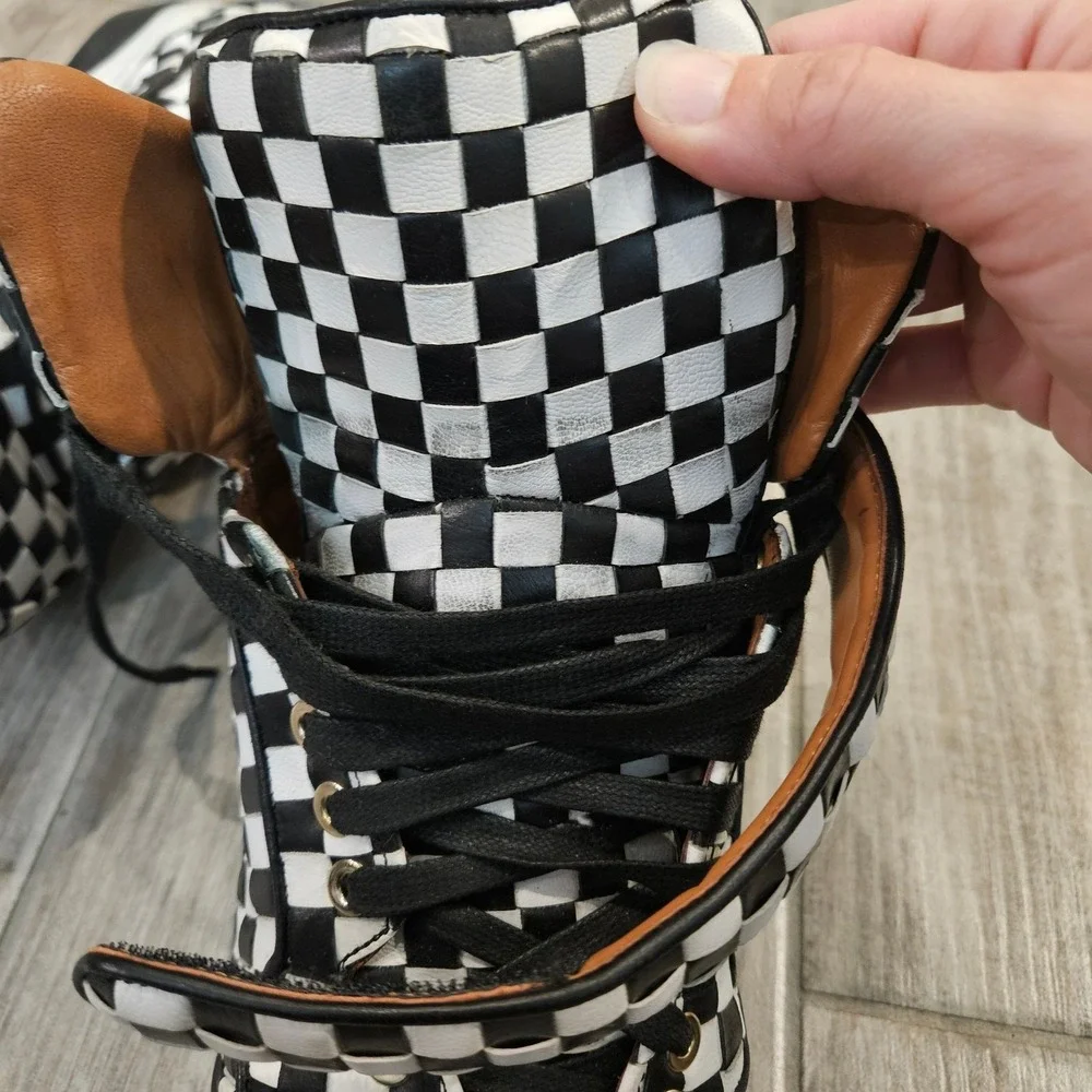 Givenchy Tyson High Top‎ Sneakers Womens Size 37 US 6.5 Checkered Leather Bold